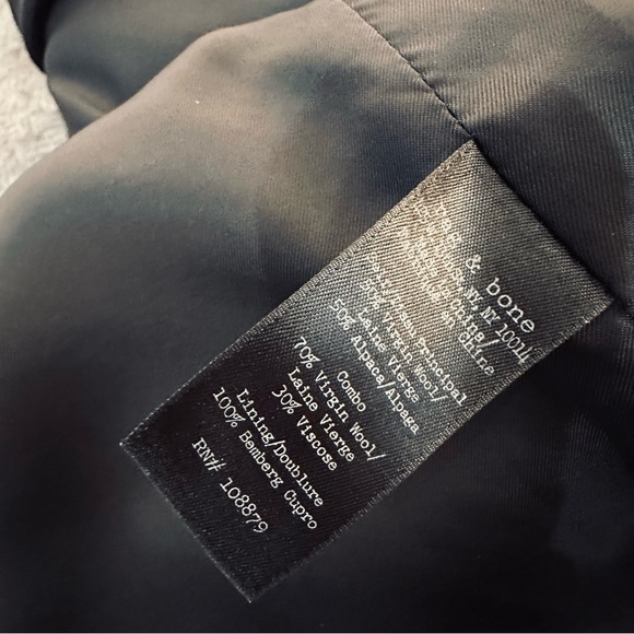 RAG & BONE wool herringbone coat / grey / size 8 - Picture 3 of 15